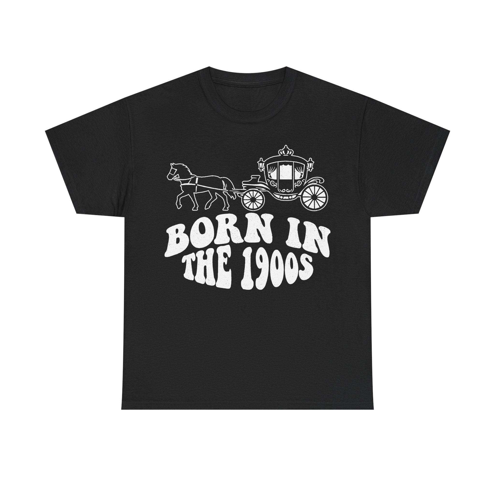 Born In The 1900s Vintage Horse Drawn Carriage Crest Distressed Print T Shirt For History Buffs