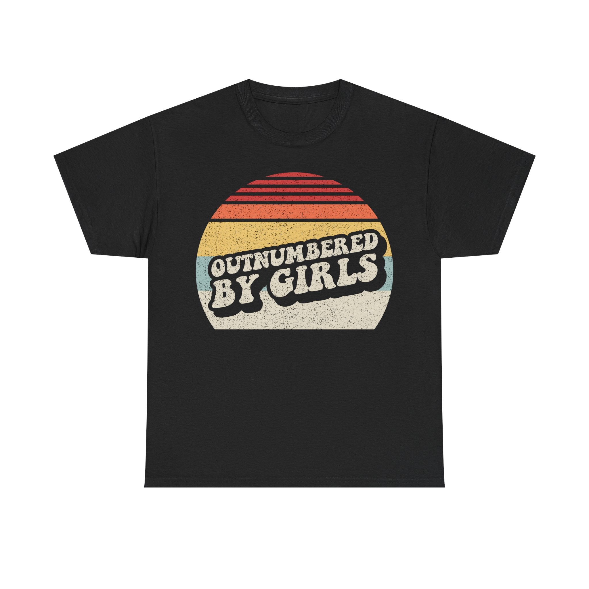 Outnumbered By Girls T-Shirt – Retro Sunset Graphic Tee