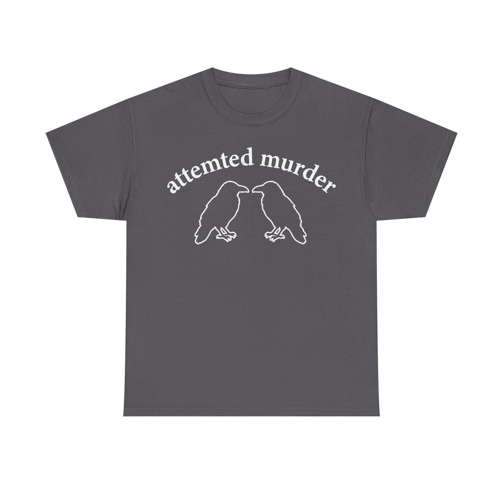 Gothic Raven Tee With Two Ravens And Dark Humor Arc Text