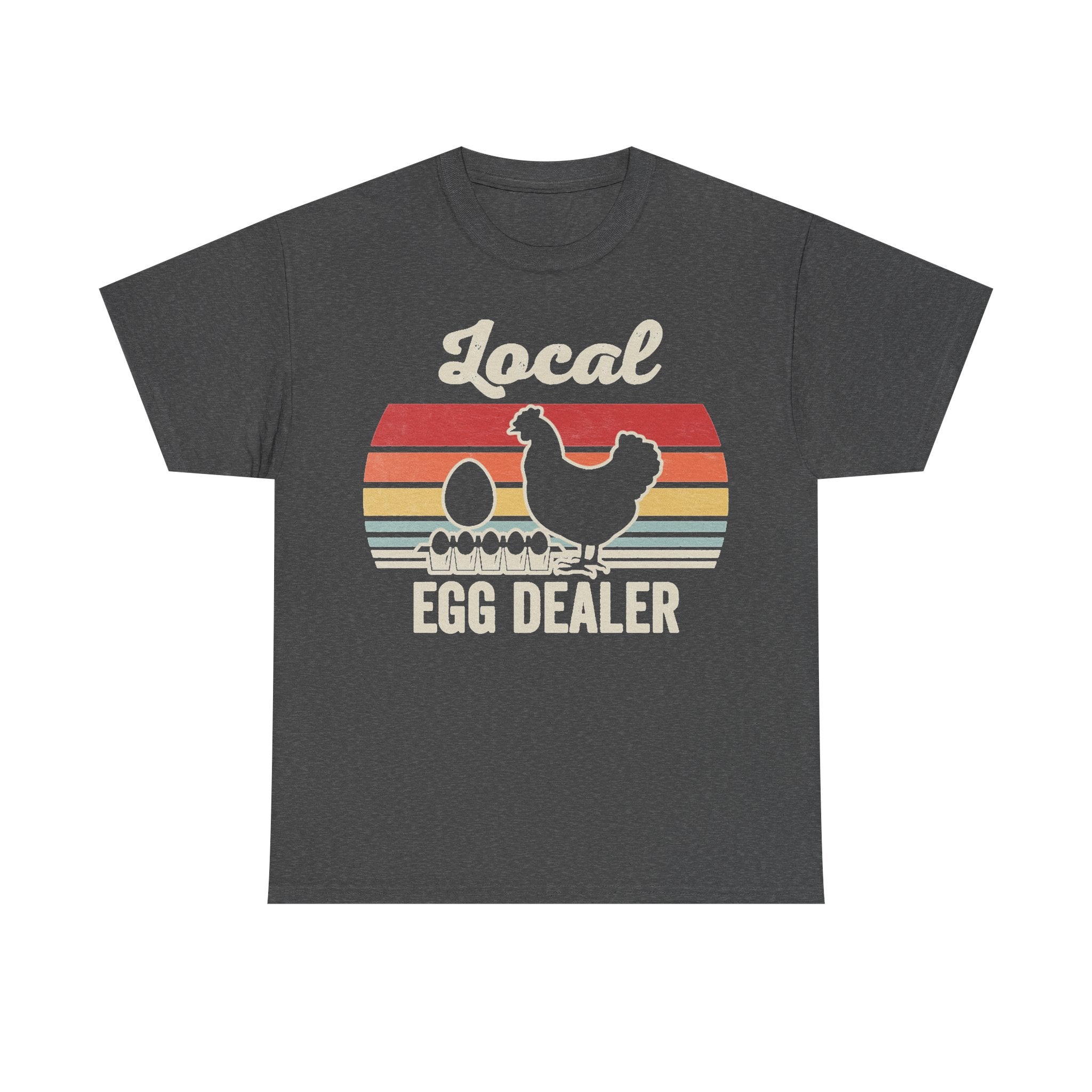 Local Egg Dealer Retro Farm Tee With Chickens Sunset Stripes Vintage Vibe For Farmers