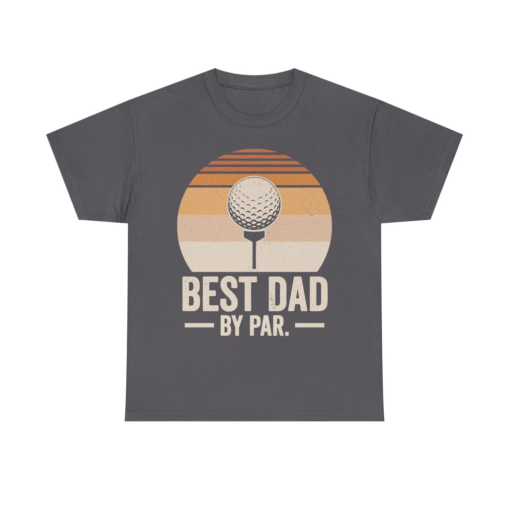 Best Dad By Par Golf Sunset Graphic T Shirt With Vintage Golf Ball Design For Father's Day