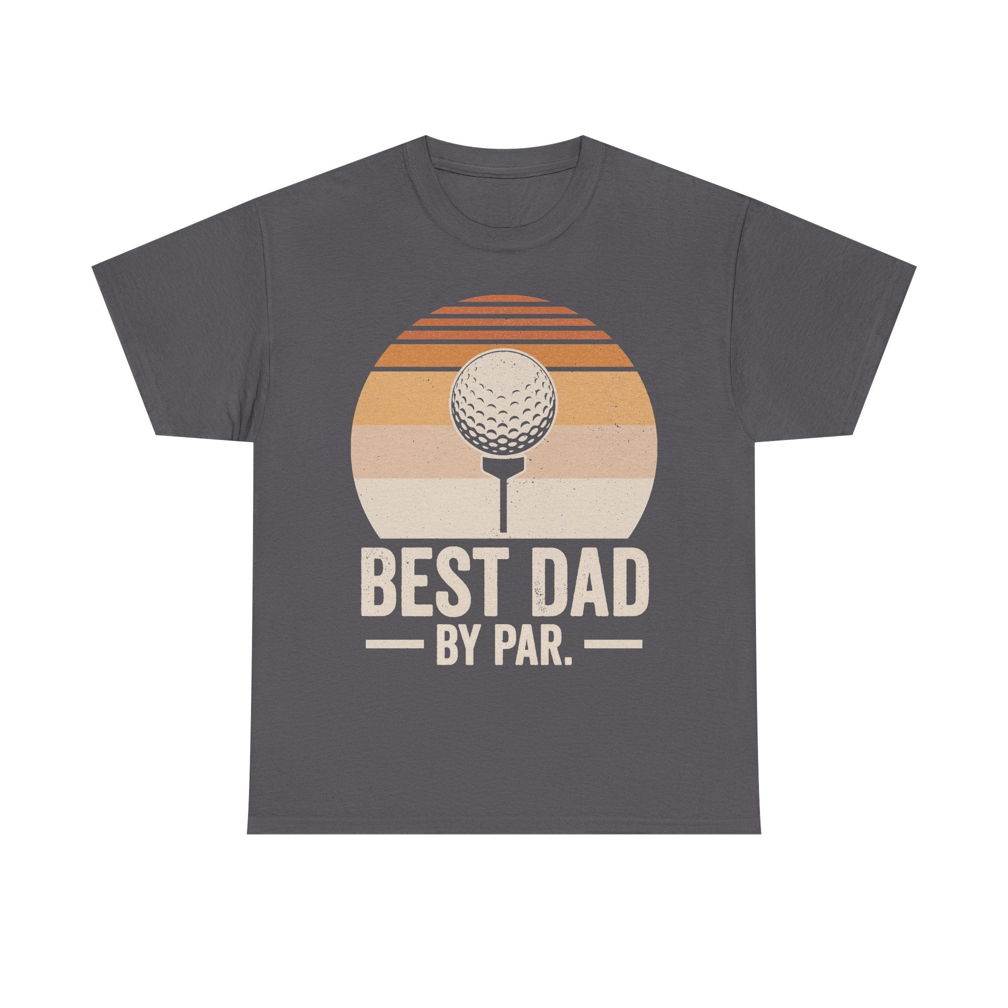 Best Dad By Par Golf Sunset Graphic T Shirt With Vintage Golf Ball Design For Father's Day