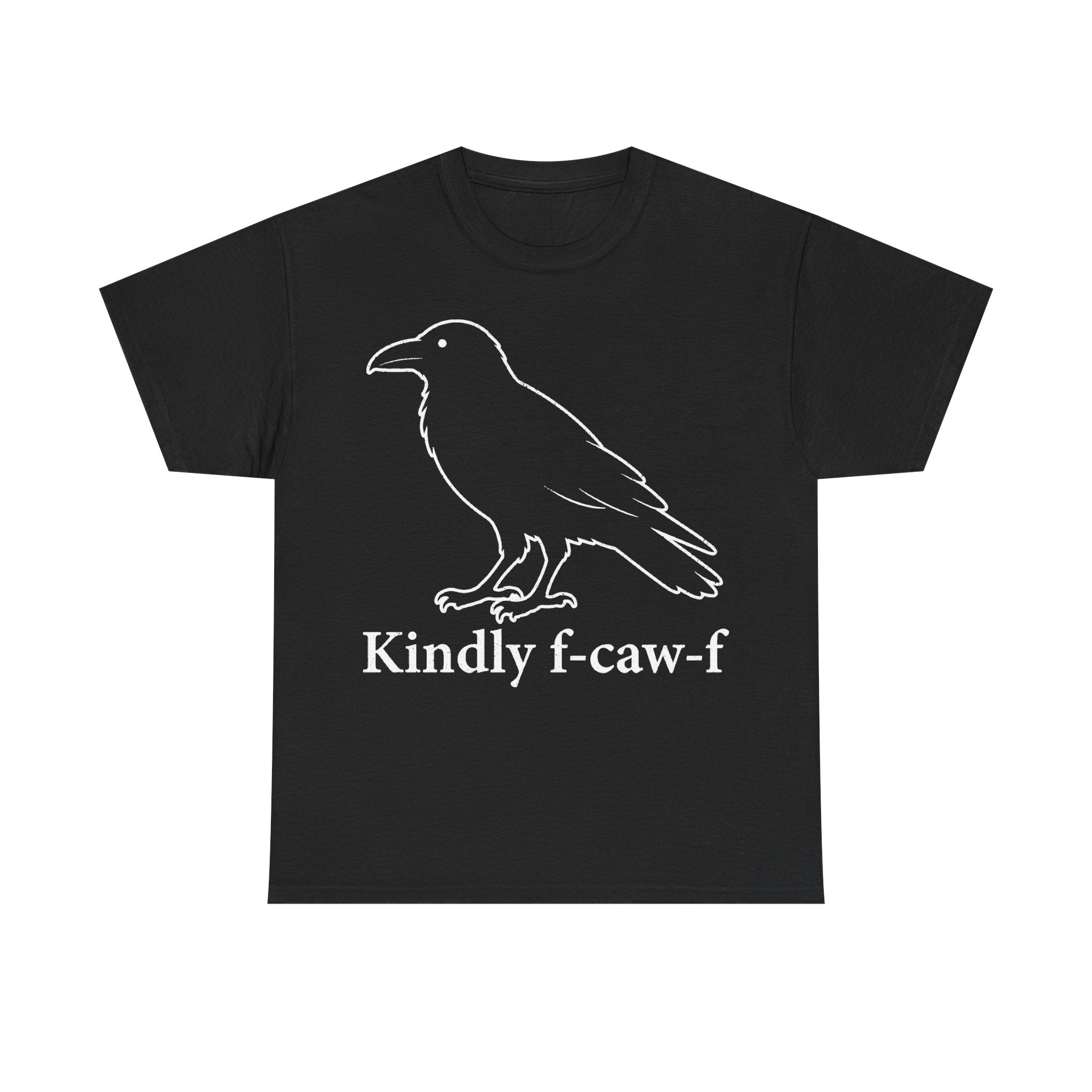 Crow Line Art T Shirt With Kindly F-Caw-F Pun Birding Humor
