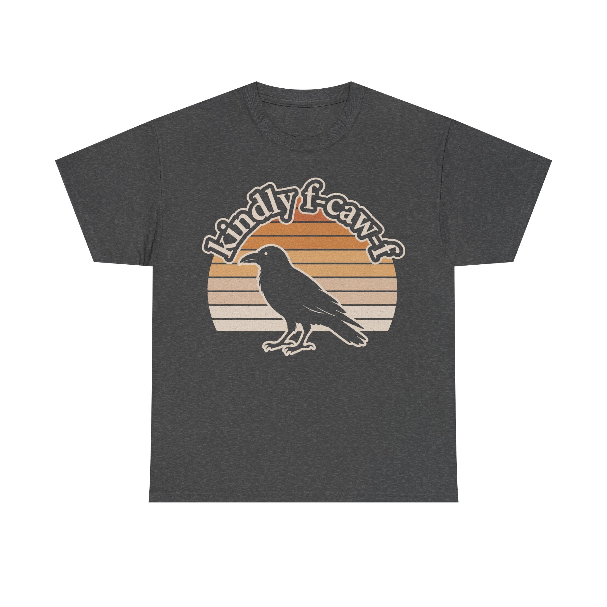 Raven Sunset Vintage Crow Silhouette T Shirt With Retro Orange Stripes Artwork Design