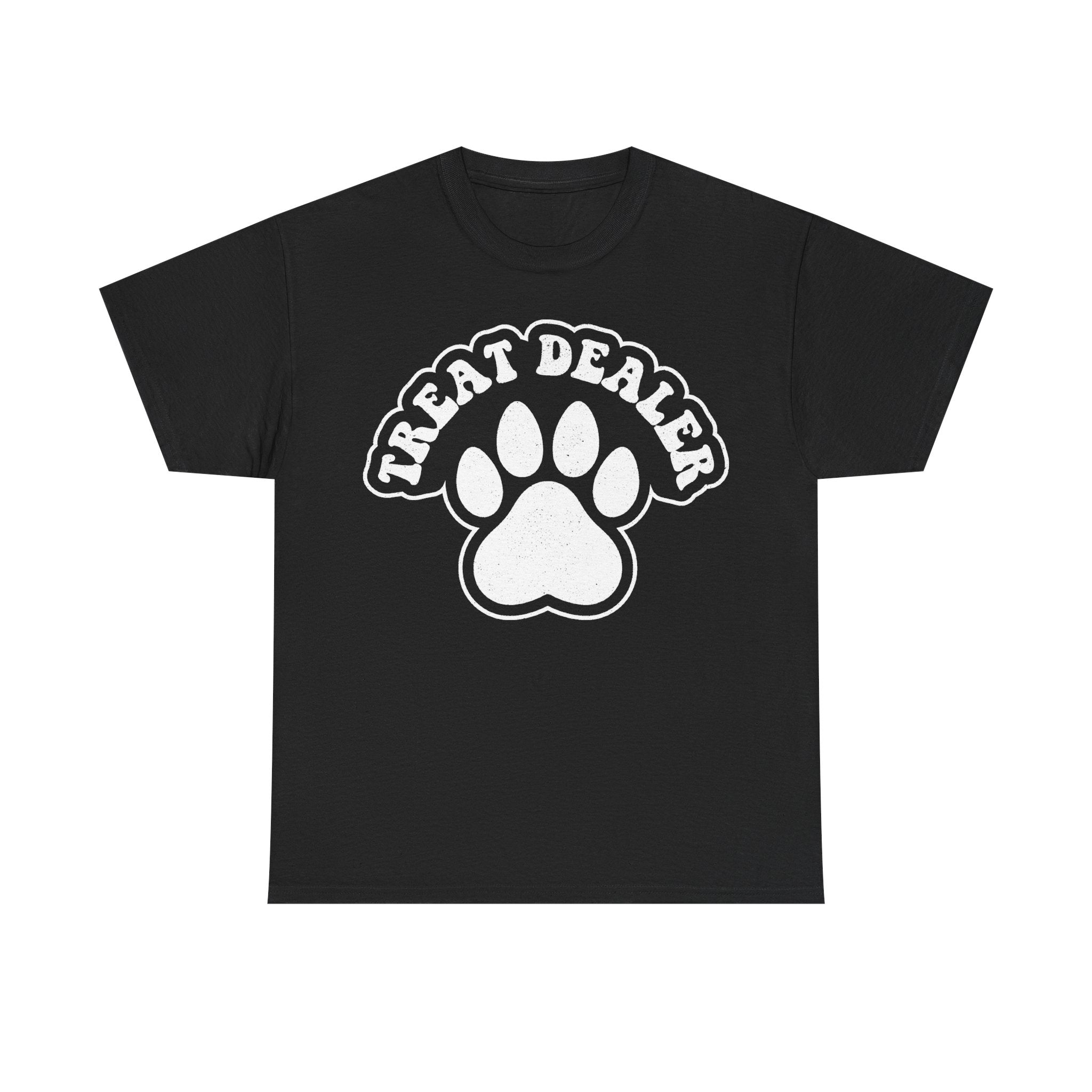 Treat Dealer Paw Print Tee For Pet Lovers Dogs And Cats Unisex Black Shirt For Everyday Casual Wardrobe