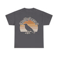 Raven Sunset Vintage Crow Silhouette T Shirt With Retro Orange Stripes Artwork Design