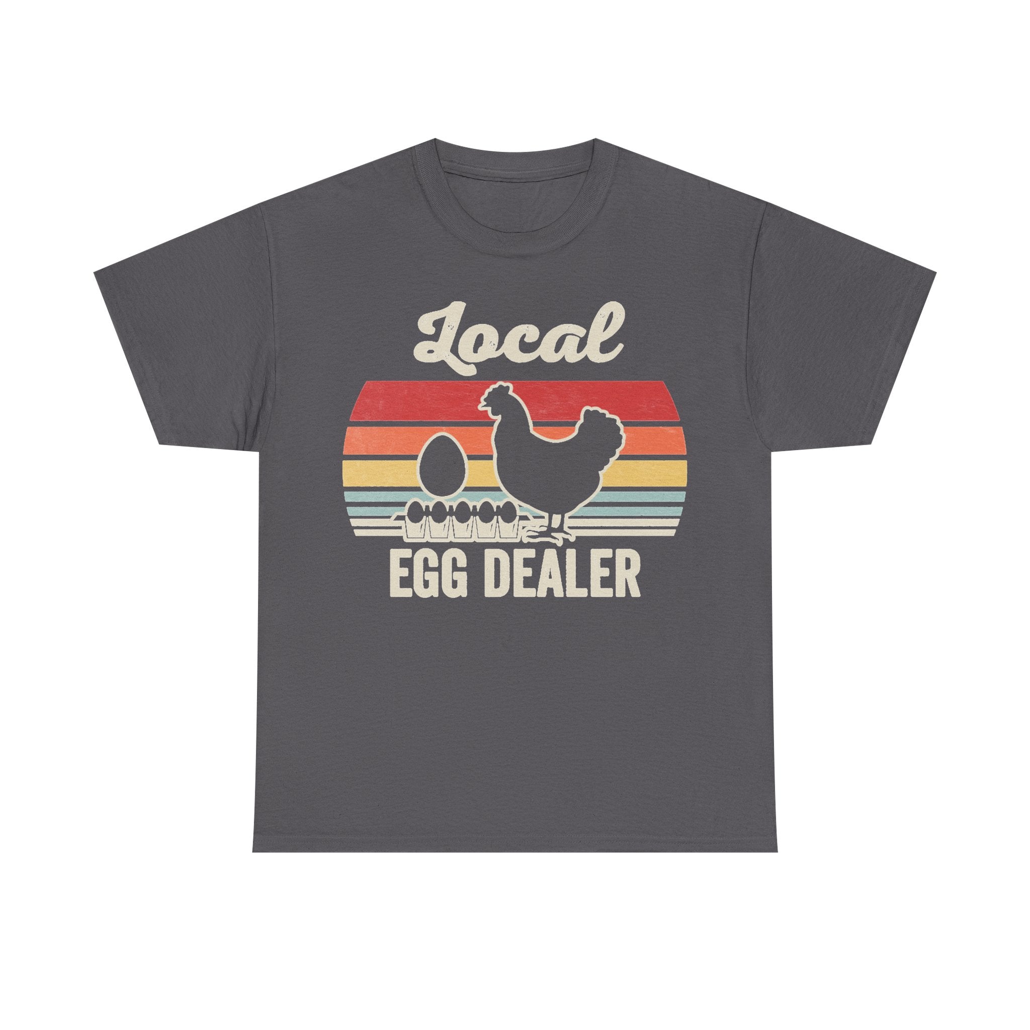 Local Egg Dealer Retro Farm Tee With Chickens Sunset Stripes Vintage Vibe For Farmers