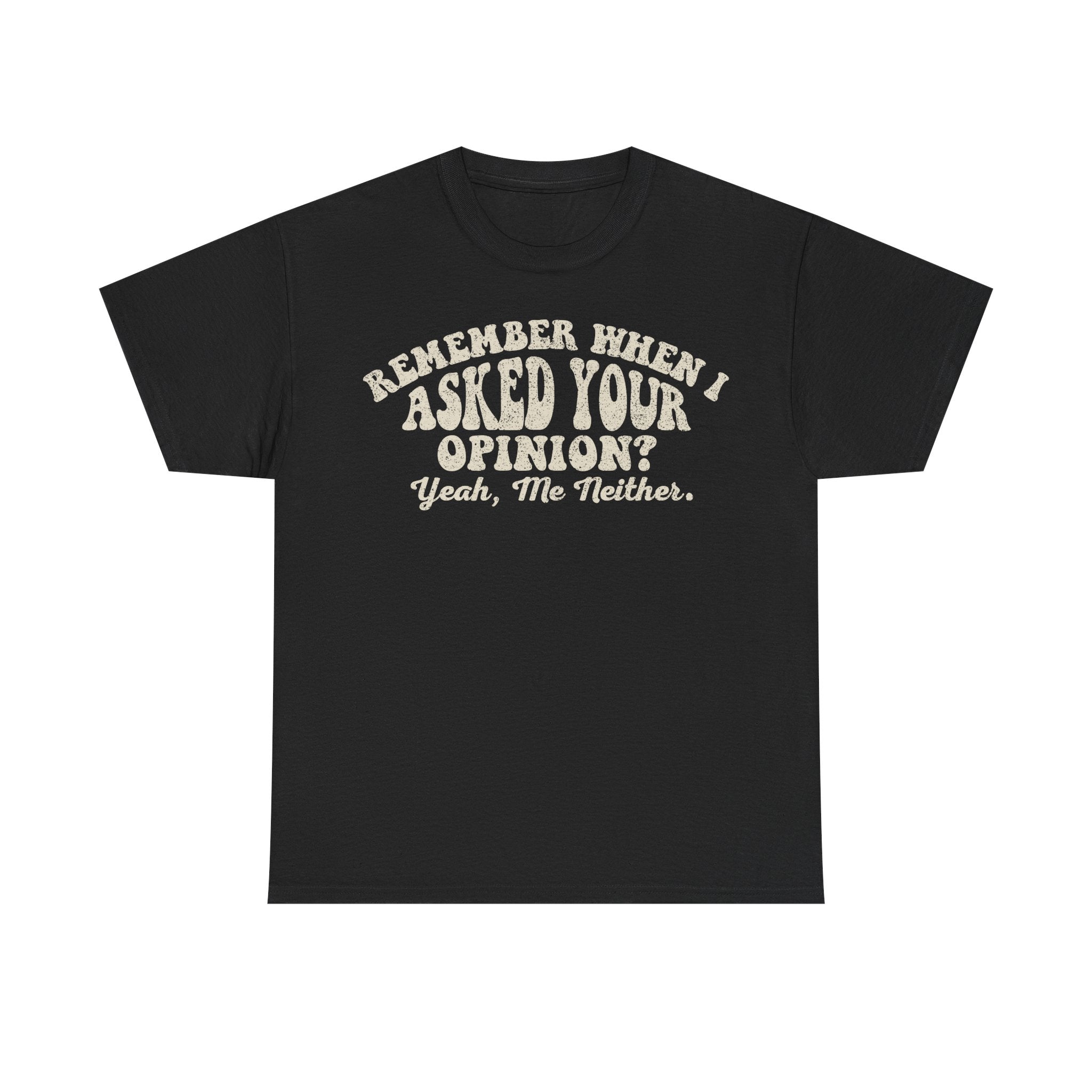 Remember When I Asked Your Opinion? Tee – Funny Vintage Slogan T-Shirt