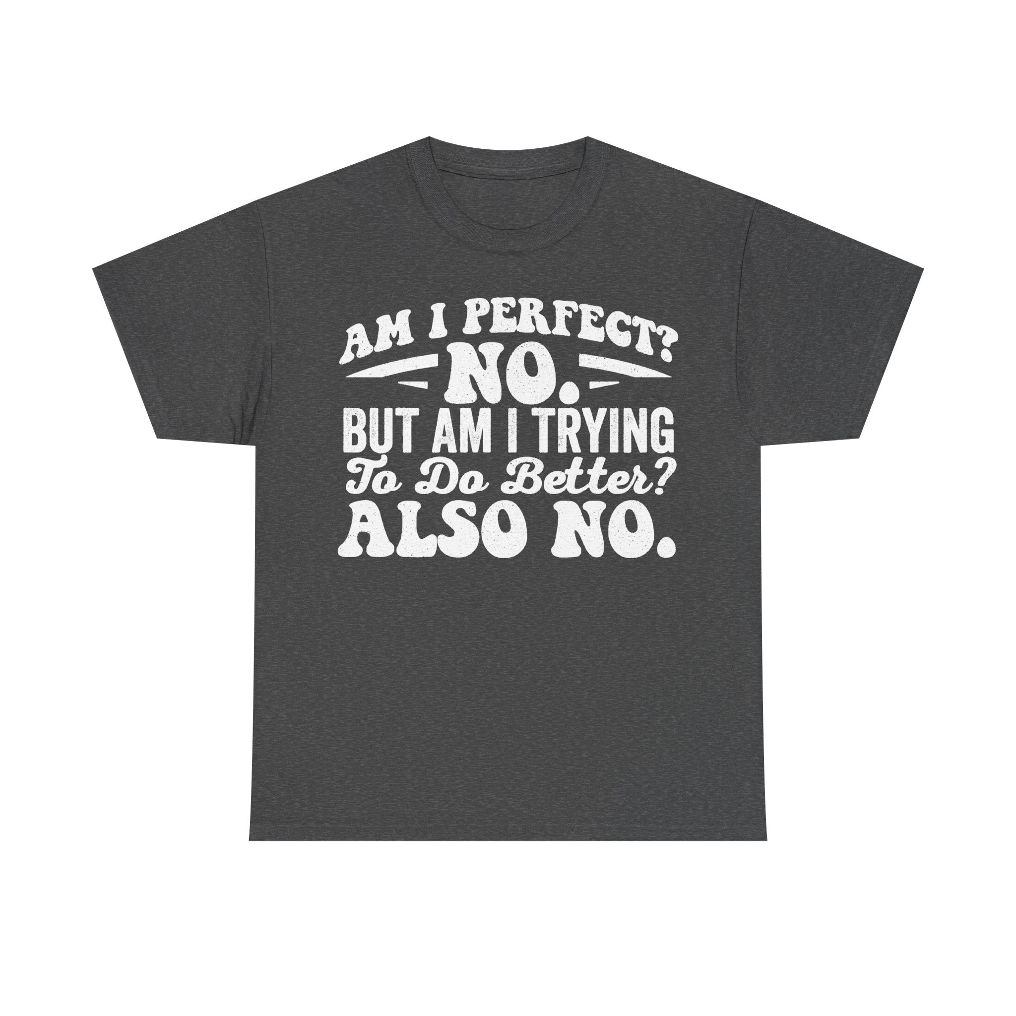 Funny Sarcastic Quote T Shirt Am I Perfect No But Am I Trying To Do Better Also No