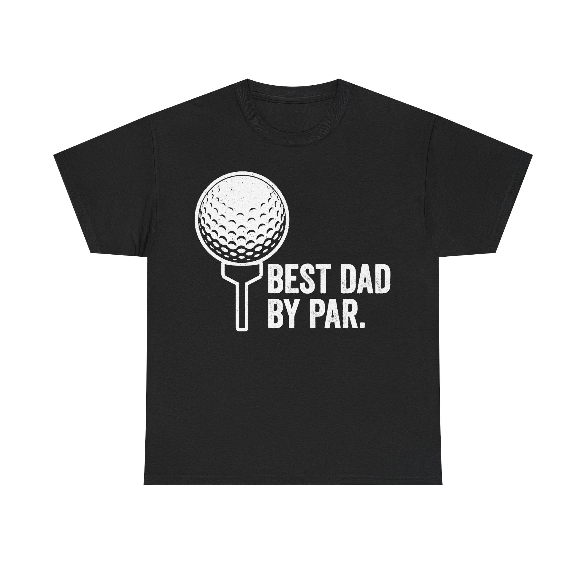 T-shirt, black with white golf-ball graphic and the text BEST DAD BY PAR.