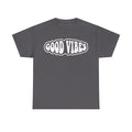 Good Vibes Distressed White Lettering T Shirt Design
