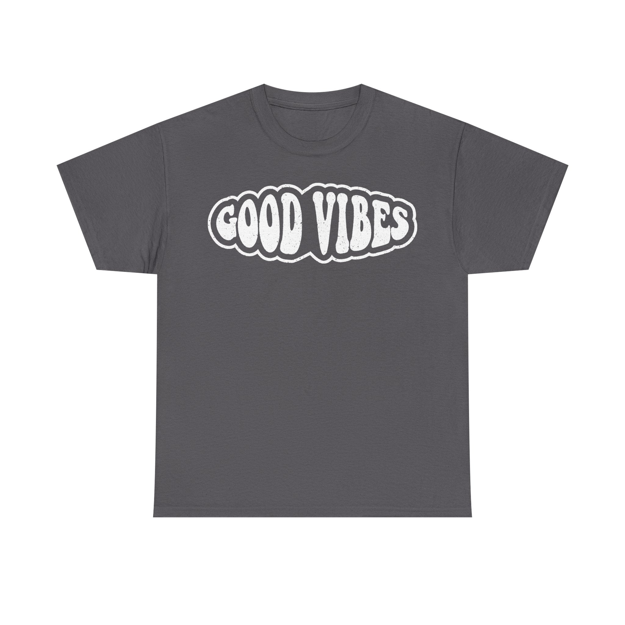 Good Vibes Distressed White Lettering T Shirt Design