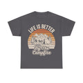 Life Is Better By The Campfire Vintage Outdoor Camping Scene T Shirt For Adventurers And Nature Lovers