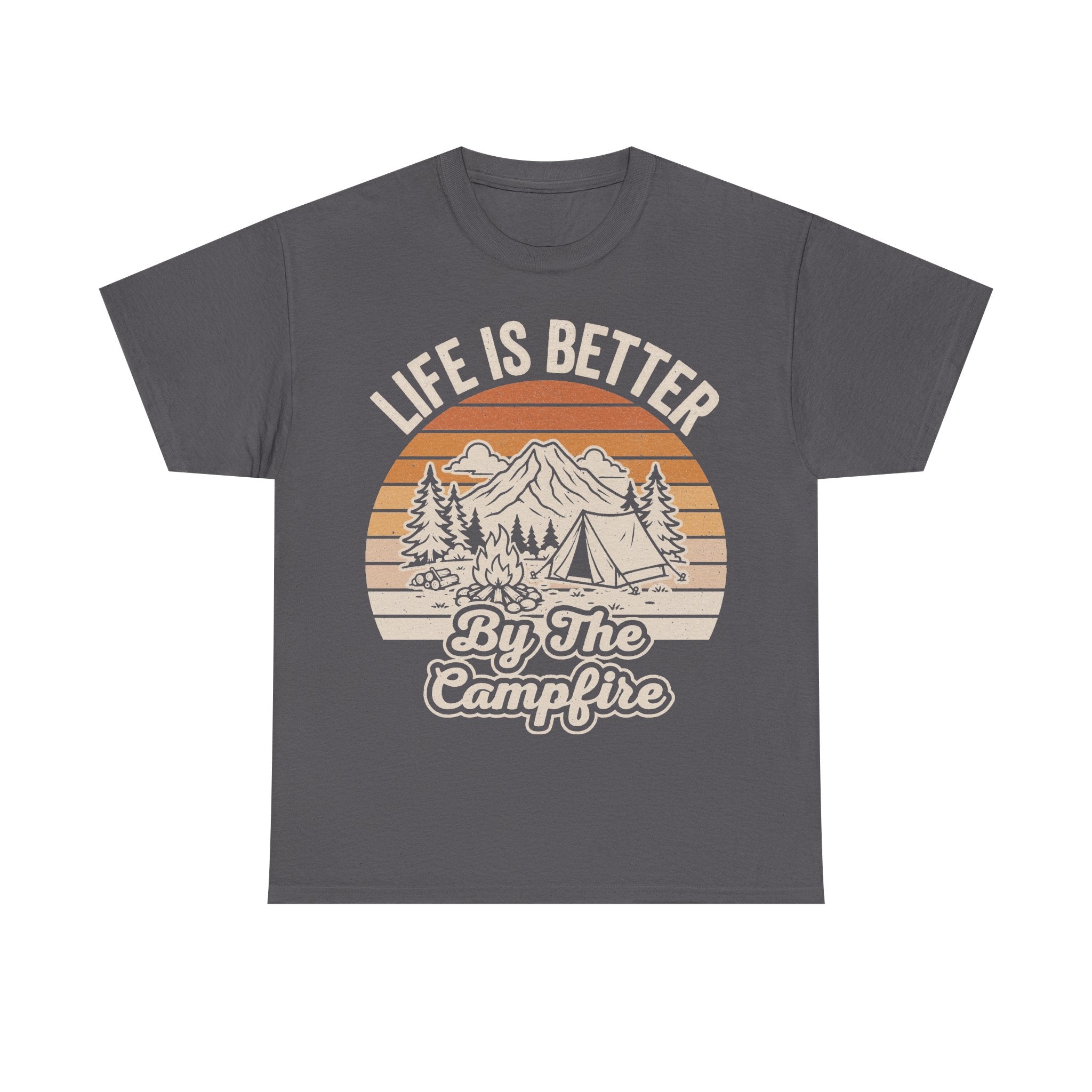Life Is Better By The Campfire Vintage Outdoor Camping Scene T Shirt For Adventurers And Nature Lovers