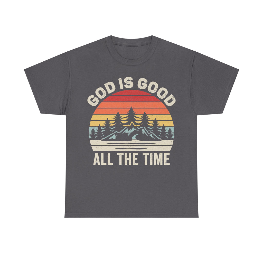 God Is Good All The Time Vintage Sunset Mountain Shirt With Retro Colors For Christians