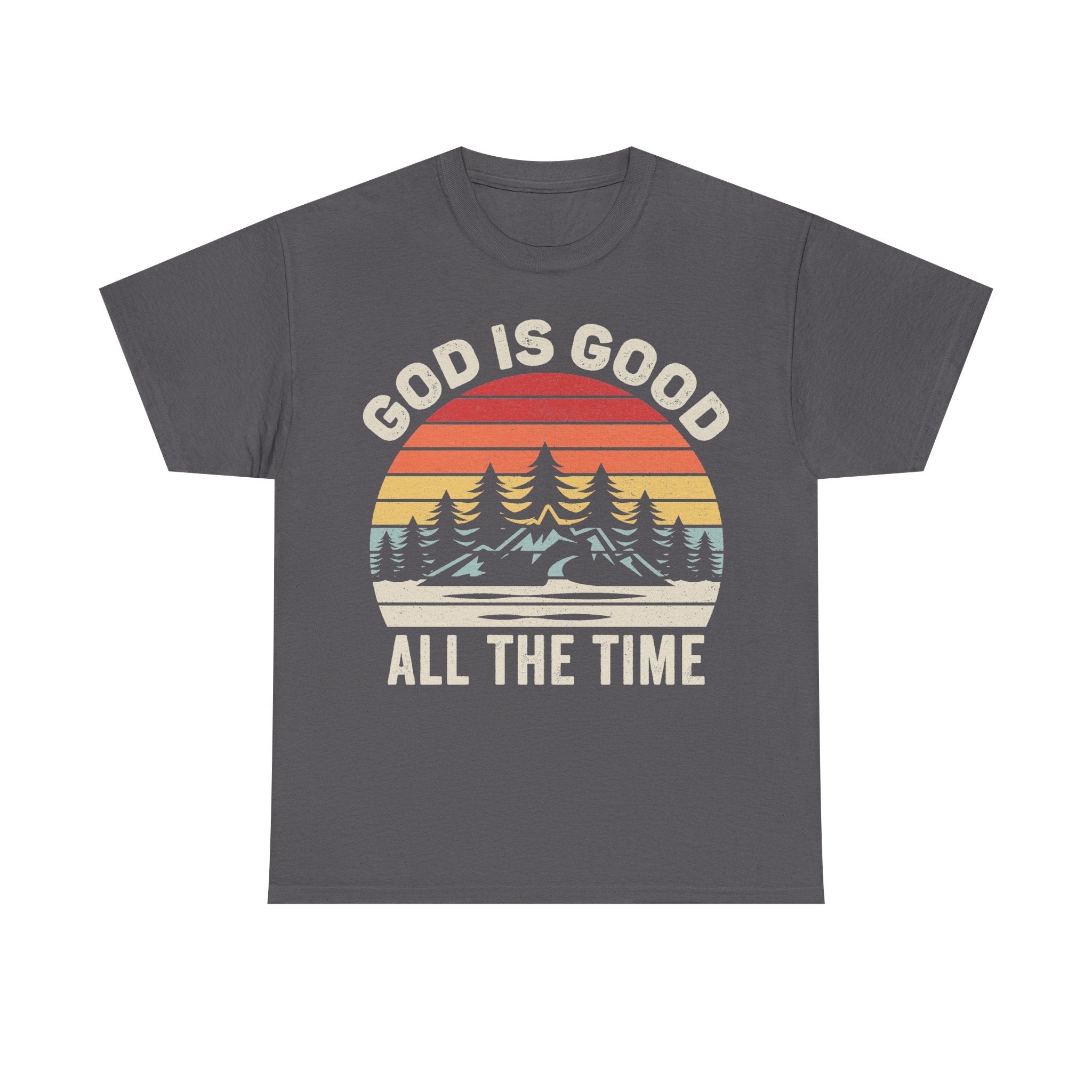 God Is Good All The Time Vintage Sunset Mountain Shirt With Retro Colors For Christians