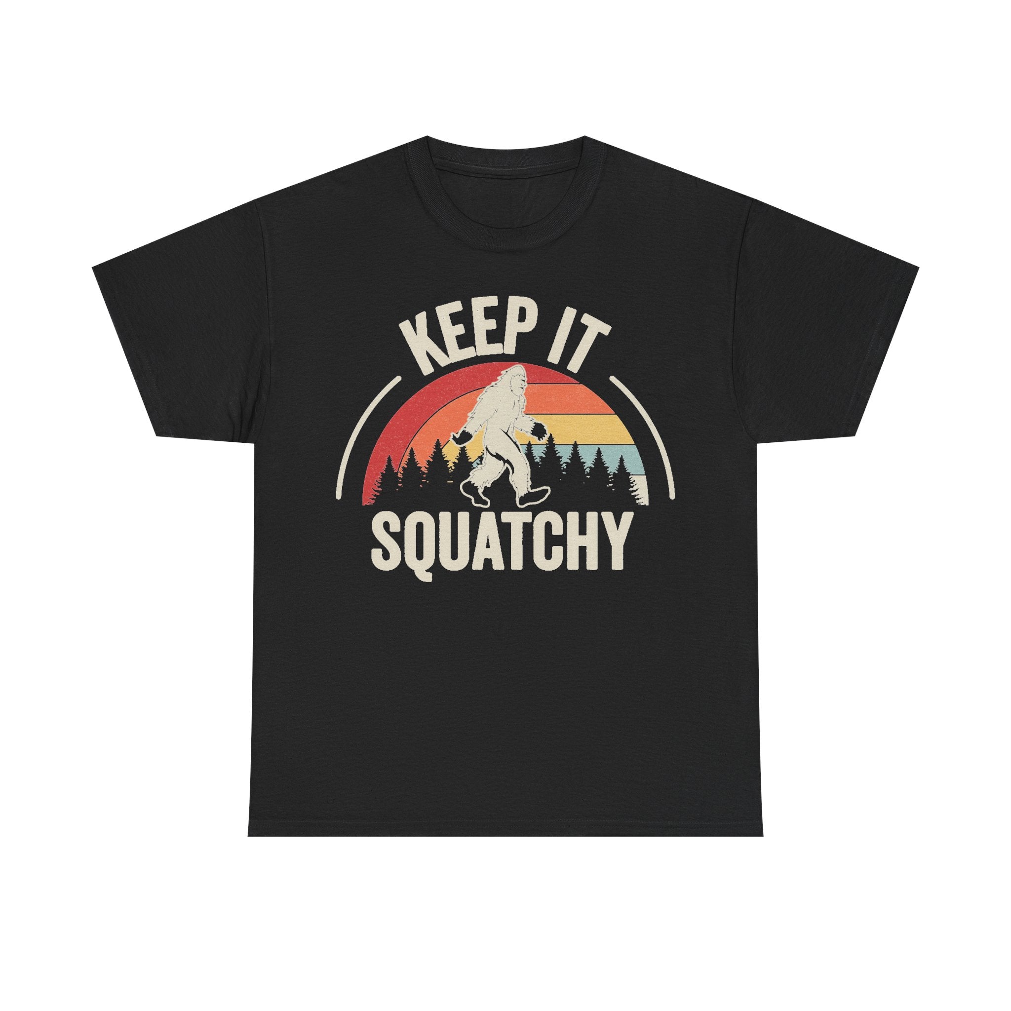 Keep It Squatchy Bigfoot Retro Sunset Circle Shirt Vintage Outdoors Design For Outdoor Lovers