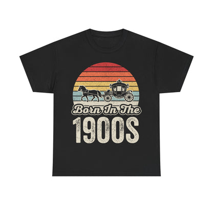 T-Shirt — "Born In The 1900s" Vintage Horse & Carriage Retro Sunset Tee