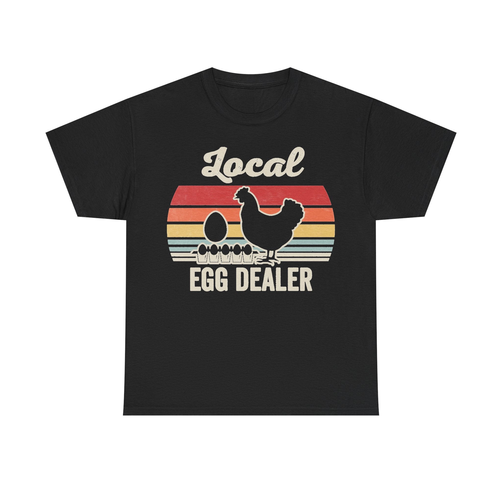 Local Egg Dealer Retro Farm Tee With Chickens Sunset Stripes Vintage Vibe For Farmers