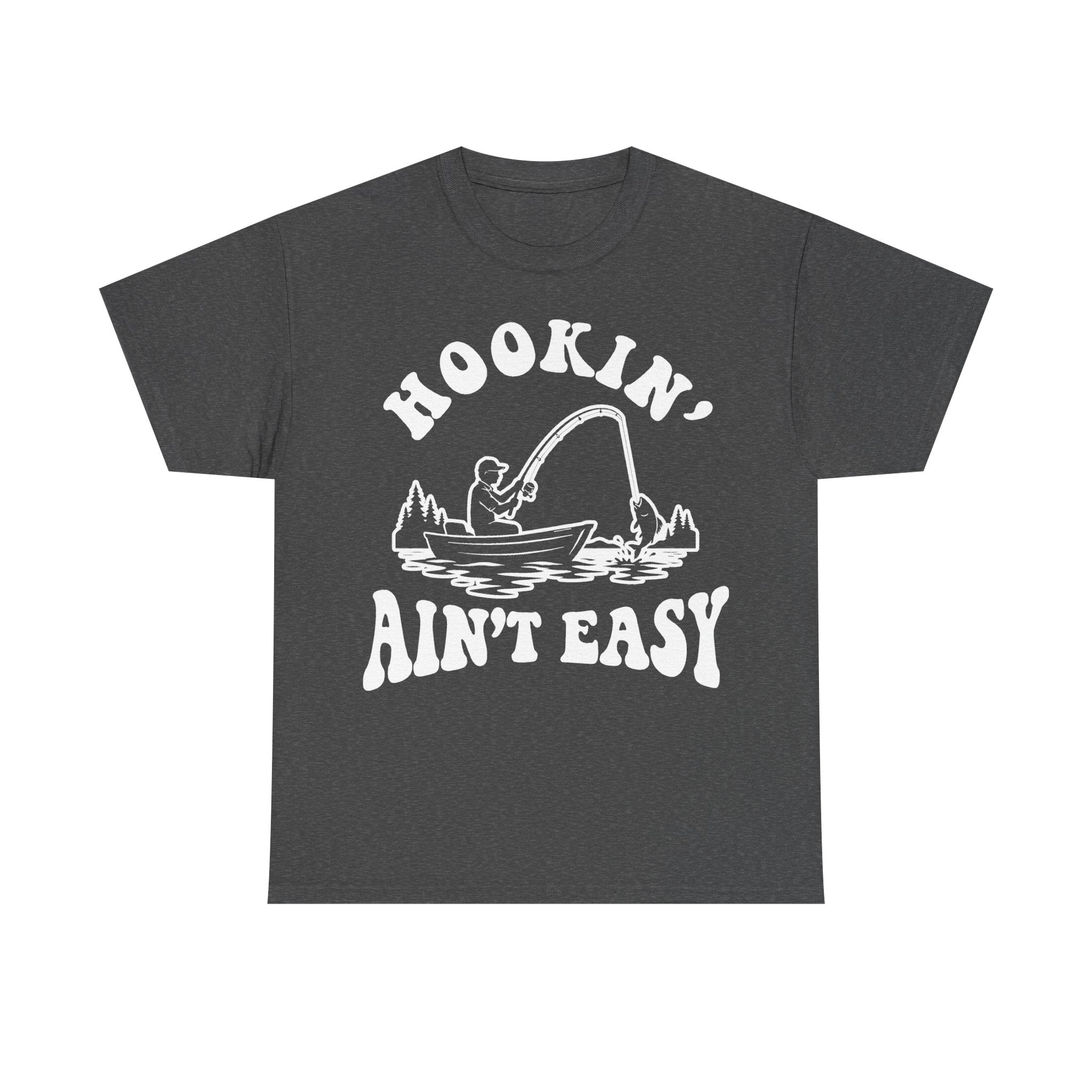 Hookin' On Alaska Ain't Easy Fishing Shirt With Vintage Boat Illustration For Outdoors Fans