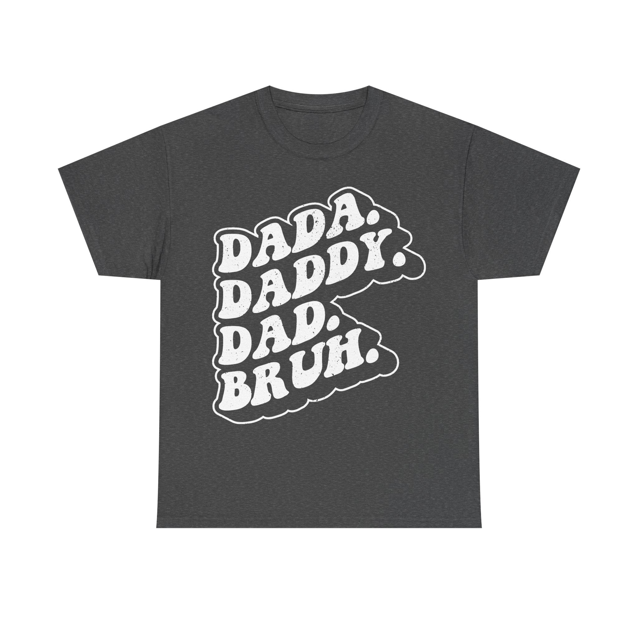 Bold Front Print Black Cotton Tee With Large Dad Stacked Retro Typography Across Chest