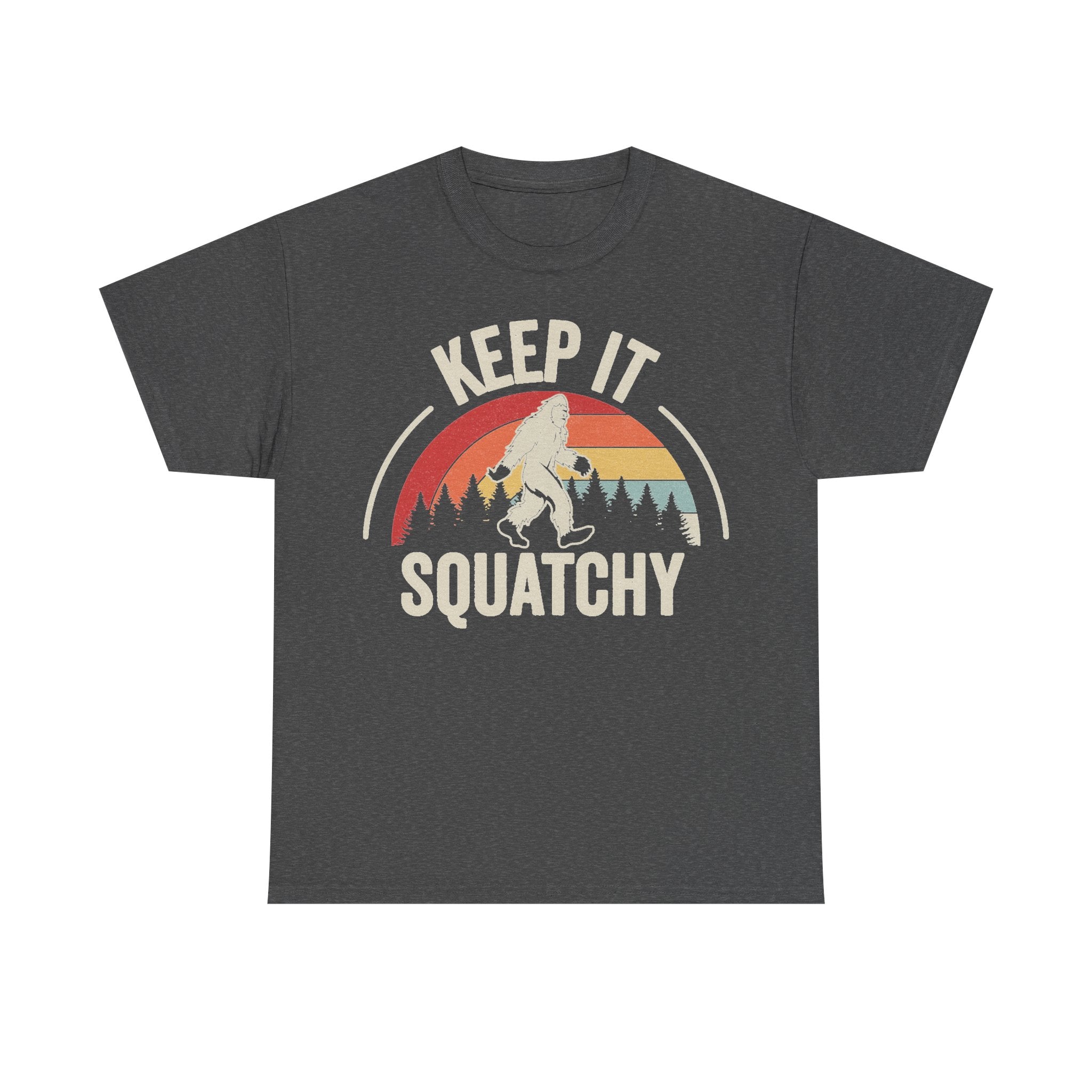 Keep It Squatchy Bigfoot Retro Sunset Circle Shirt Vintage Outdoors Design For Outdoor Lovers