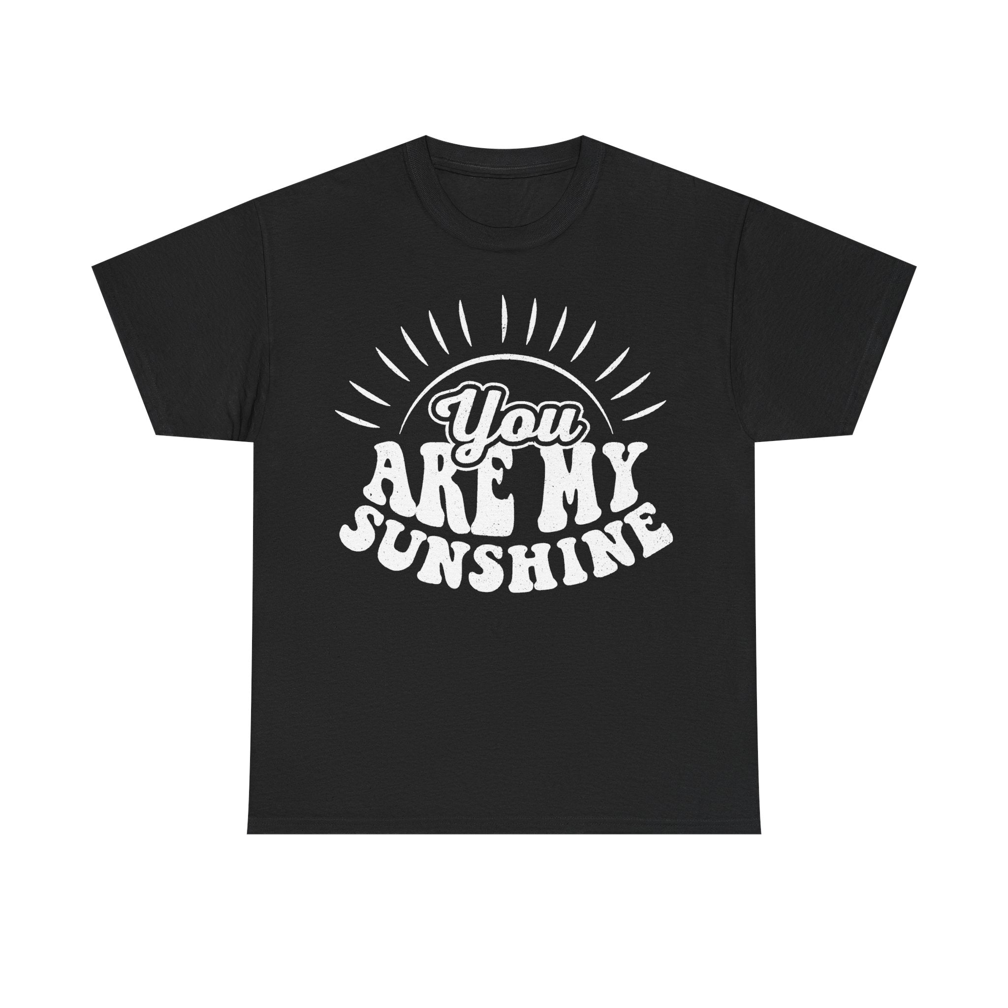 You Are My Sunshine Sunburst Typography On Black T Shirt With Retro Style Design