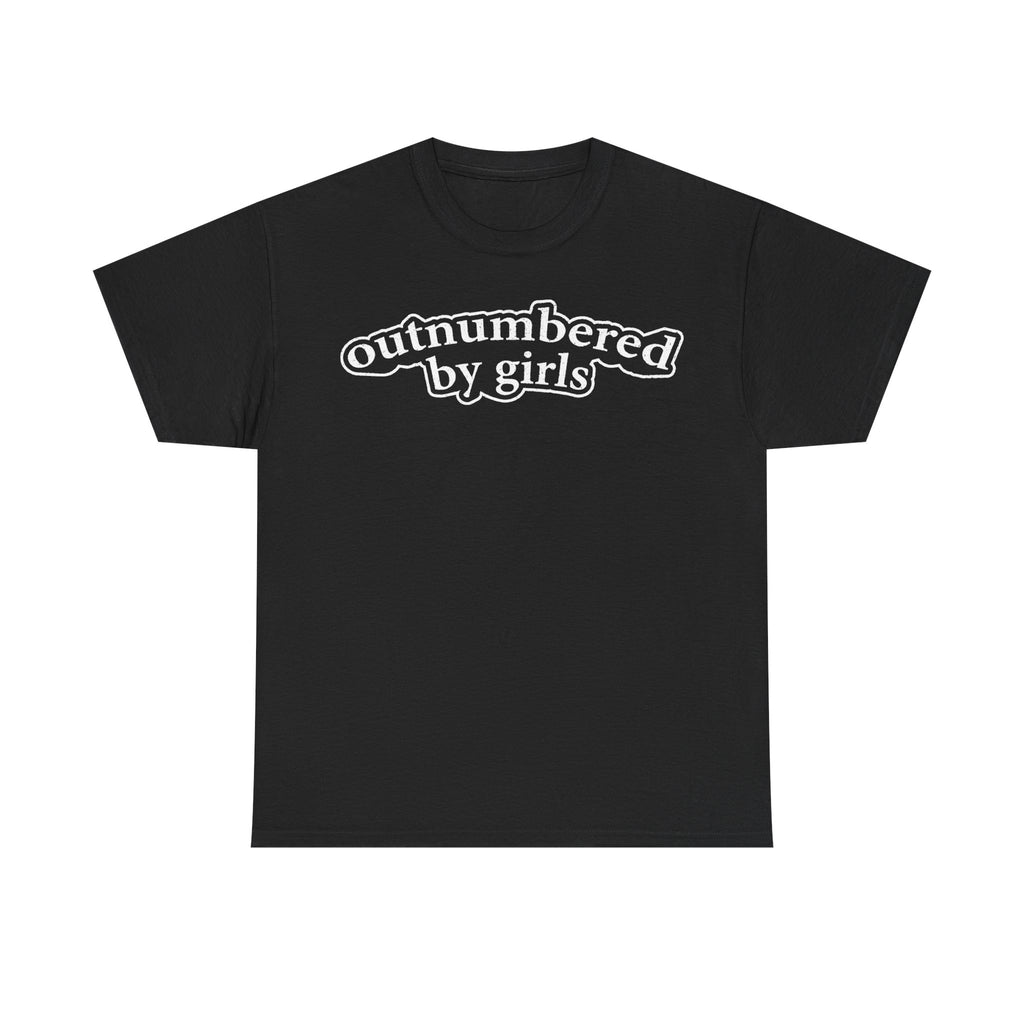 Outnumbered By Girls Vintage Script Chest Print Tee