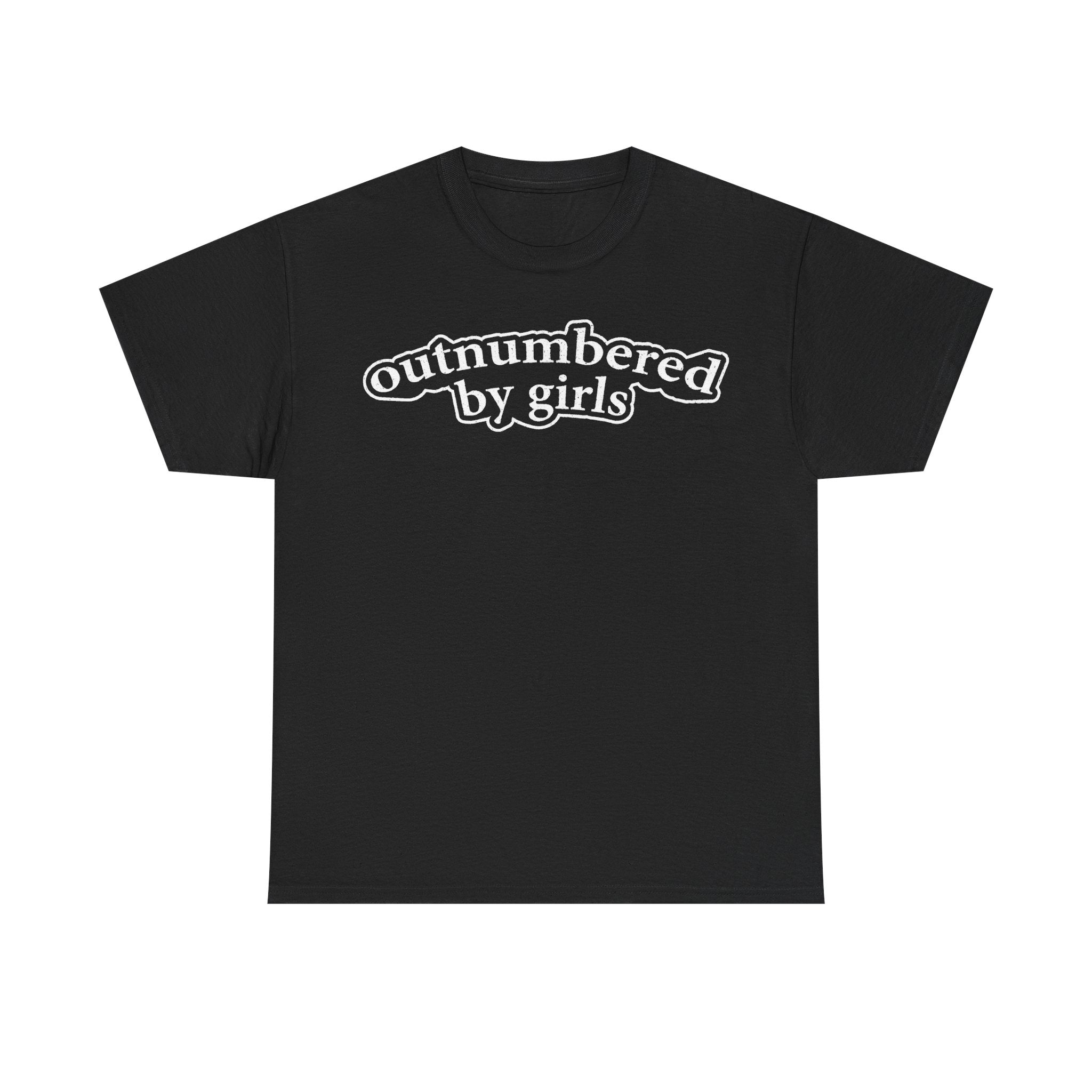 Outnumbered By Girls Vintage Script Chest Print Tee