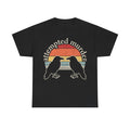 T-shirt, black, with vintage sunset circle design featuring two crows and the text Attempted Murder.