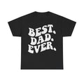 T-shirt, black with distressed white BEST DAD EVER print on front.