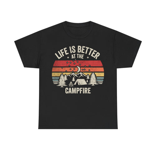 Campfire T-Shirt - "Life Is Better at the Campfire" Retro Outdoor Tee - Vinteege