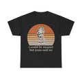 T-shirt, black, vintage sunset frog design with the text i could be meaner but jesus said no