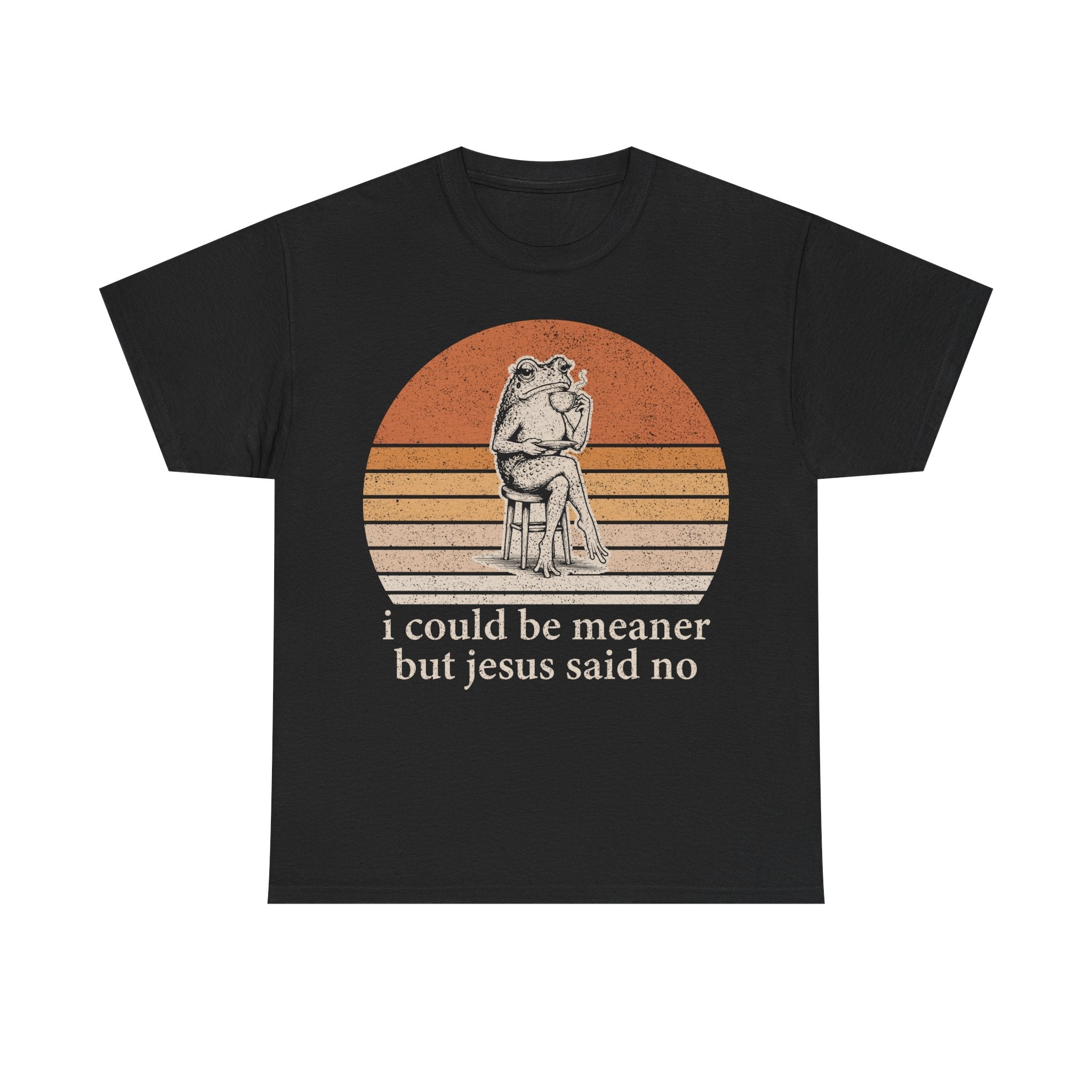 Christian Humor T-Shirt — "I Could Be Meaner But Jesus Said No" Retro Frog Tee - Vinteege