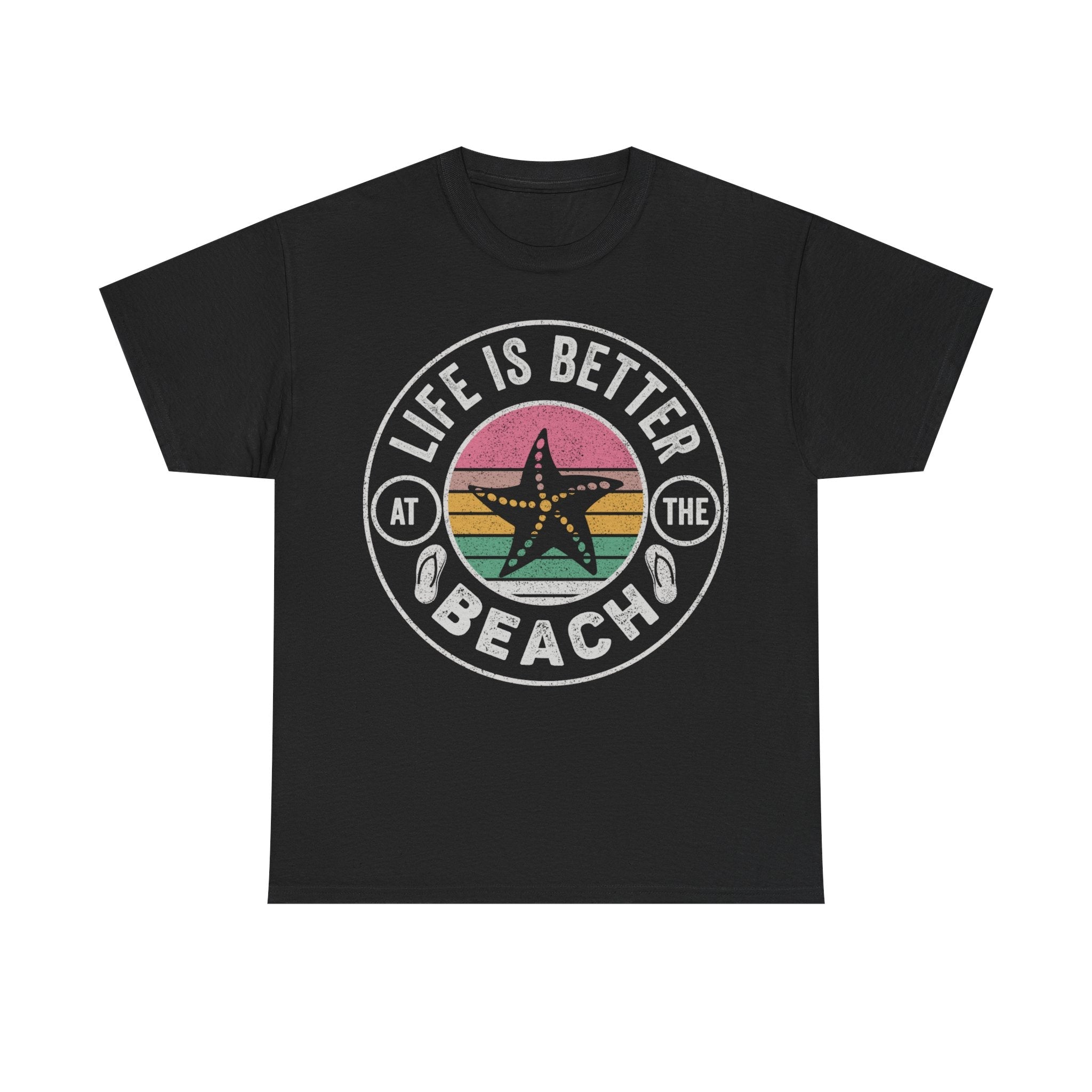 Life Is Better at the Beach T-Shirt — Retro Starfish Beach Tee - Vinteege