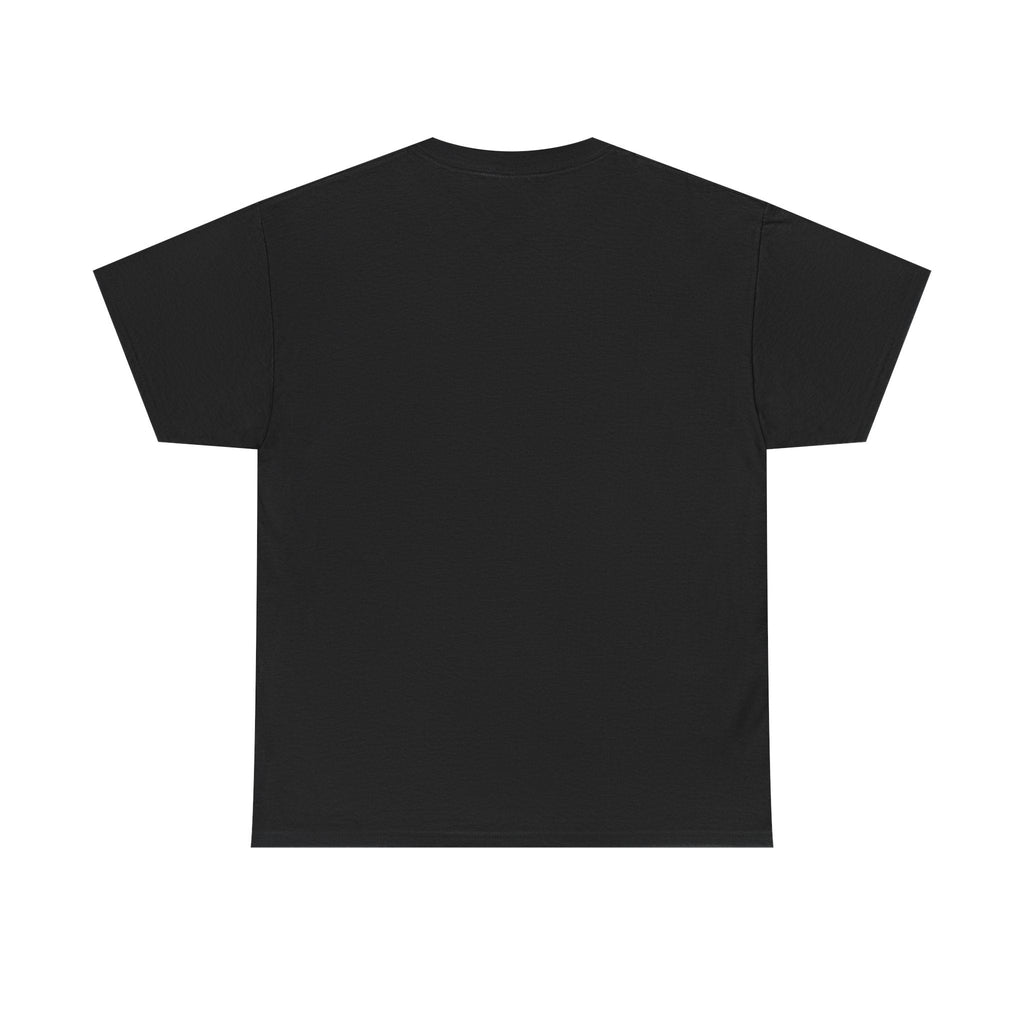T-shirt back view in black; plain fabric, short sleeves, no visible print.