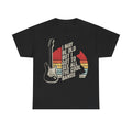 T-Shirt, black, retro sunset guitar graphic with the bold phrase I MAY BE OLD BUT I GOT TO SEE ALL THE COOL BANDS.