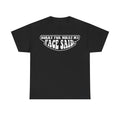 T-Shirt black with white distressed graphic text SORRY FOR WHAT MY FACE SAID across chest