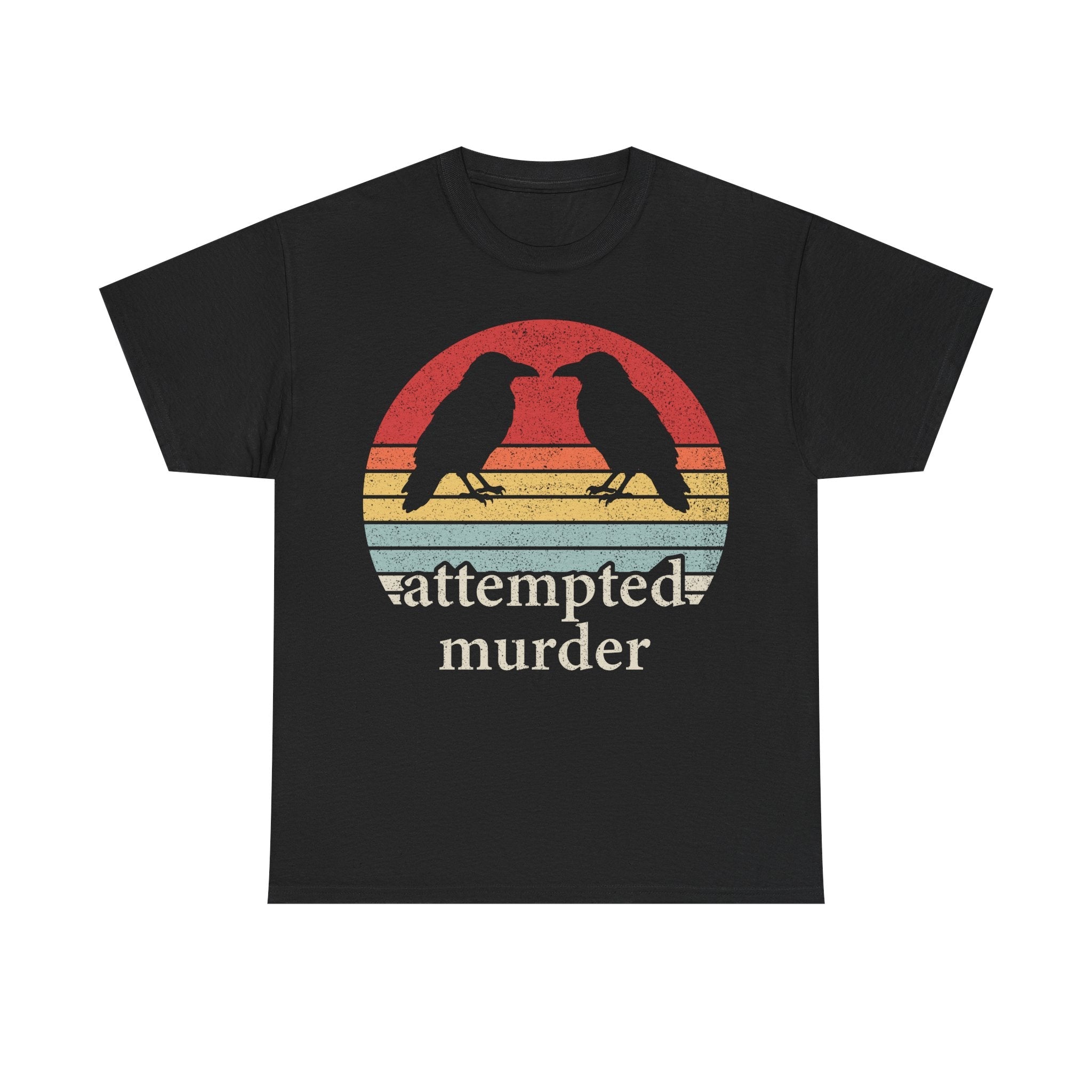T-Shirt — 'Attempted Murder' Retro Raven Graphic Tee - Vinteege