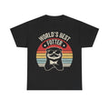 T-Shirt, black, retro badge otter graphic with sunglasses inside a rainbow sunburst and WORLD'S BEST OTTER lettering
