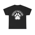 Treat Dealer Paw Print T-Shirt — black unisex tee with a large white distressed paw print graphic on front
